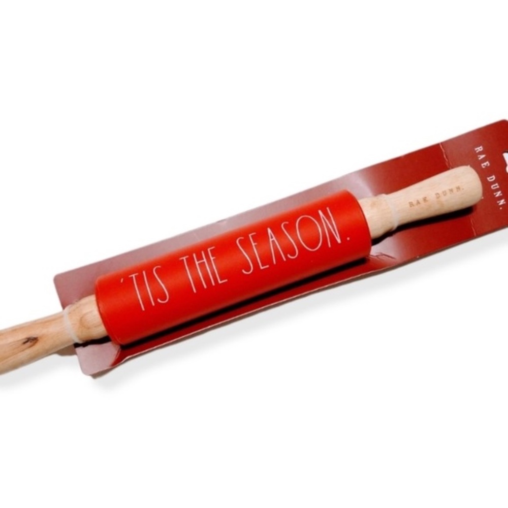 HTF Rae Dunn Holiday Silicone Rolling Pin “Tis The Season” Christmas 2021